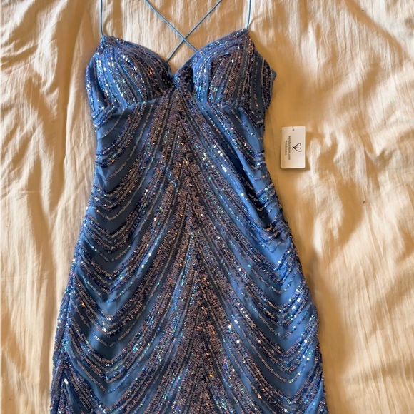Windsor Blue Sequined Evening Dress - Picture 3 of 4